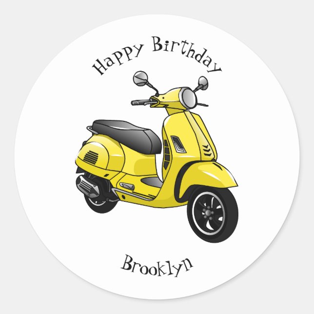 Sticker Rond Illustration d'une moto cyclable (Devant)