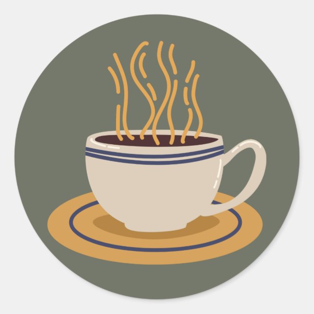 Sticker Rond Illustration d'une tasse de café (Devant)