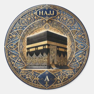 Sticker Rond Illustration élégante Hajj Mabrur Kaaba Bâton Rond