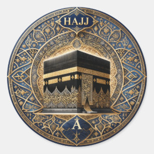 Sticker Rond Illustration élégante Hajj Mabrur Kaaba Bâton Rond