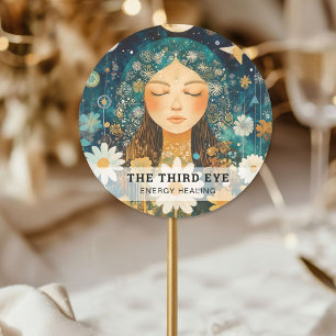 Sticker Rond Illustration femme énergie Heiler Reiki Spirituell