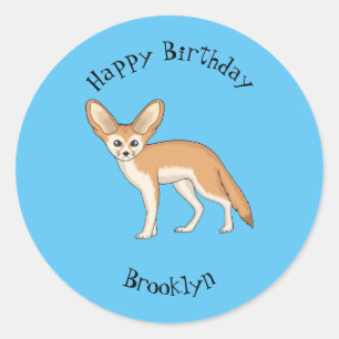 Sticker Rond Illustration Fennec fox