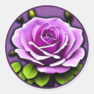 Sticker Rond Illustration florale de grande rose violette vibra