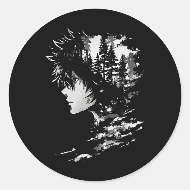 Sticker Rond Illustration graphique Anime Manga Anime 2 (Devant)