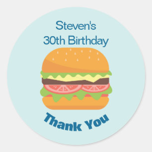 Sticker Rond Illustration Hamburger Anniversaire Merci