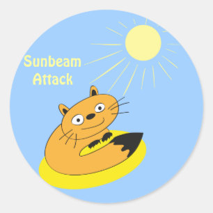 Sticker Rond Illustration humoristique de chat introverti confo