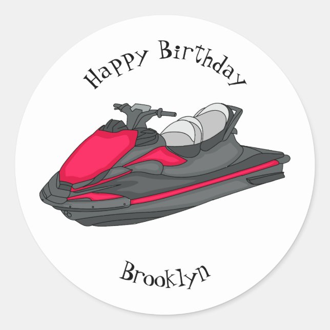 Sticker Rond Illustration Jet ski (Devant)