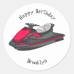 Sticker Rond Illustration Jet ski