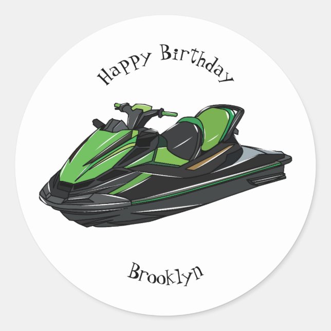 Sticker Rond Illustration Jet ski (Devant)