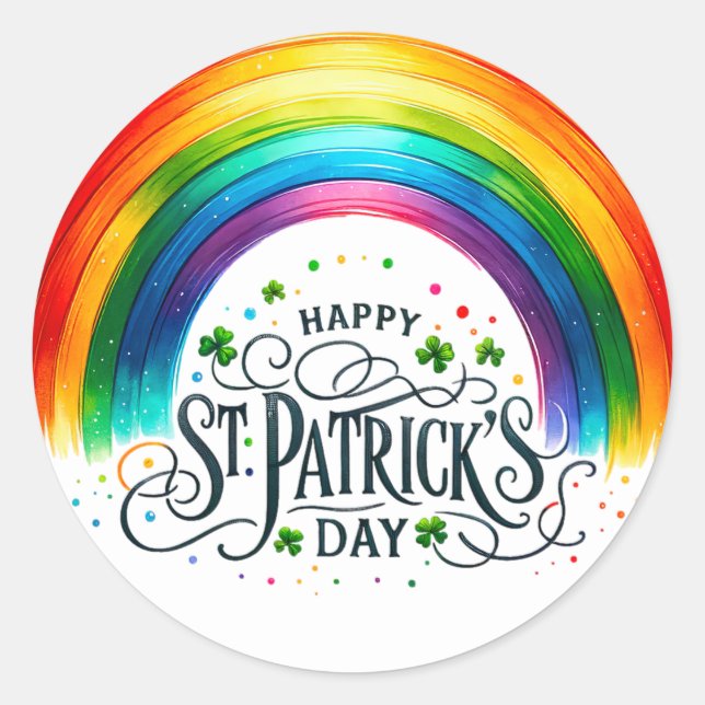 Sticker Rond Illustration Jour de la Saint Patrick Rainbow Sham (Devant)
