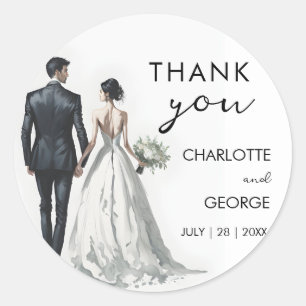 Sticker Rond Illustration Mariée et Salle Faveurs mariage