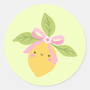 Sticker Rond Illustration mignonne de citron sur fruit citrique