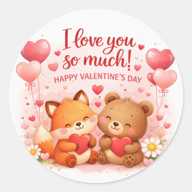 Sticker Rond Illustration mignonne pour la Saint-Valentin – “Je (Devant)
