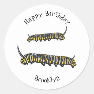 Sticker Rond Illustration Monarch caterpillar
