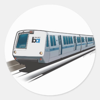 Sticker Rond Illustration rétro de train Bart