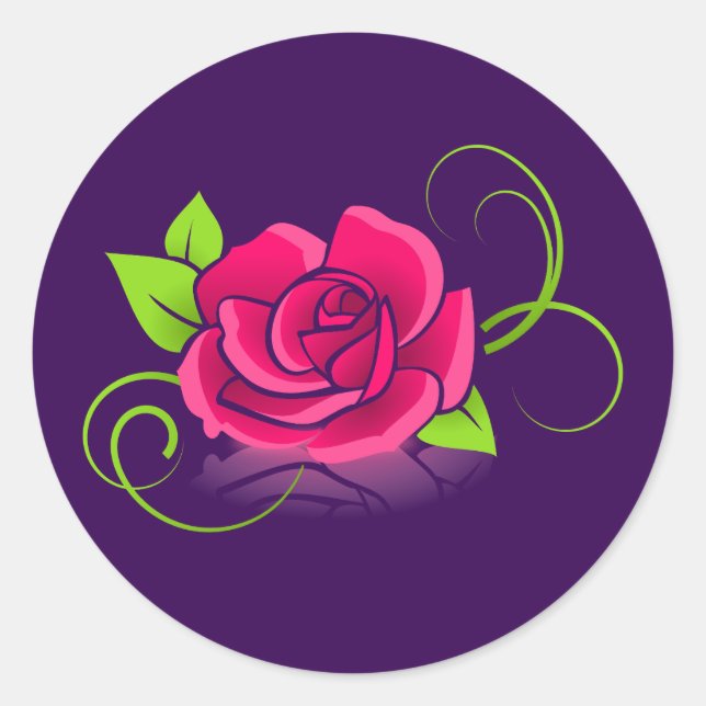 Sticker Rond Illustration rose (Devant)