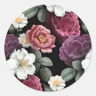 Sticker Rond Illustration Rose vintage