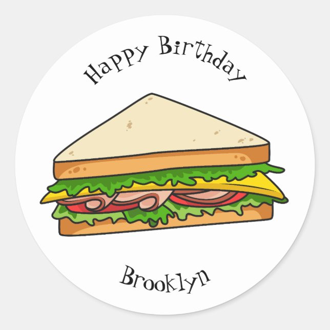 Sticker Rond Illustration Sandwich (Devant)
