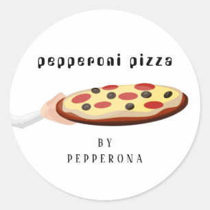 Sticker Rond Illustration simple de pepperoni de pizza personna