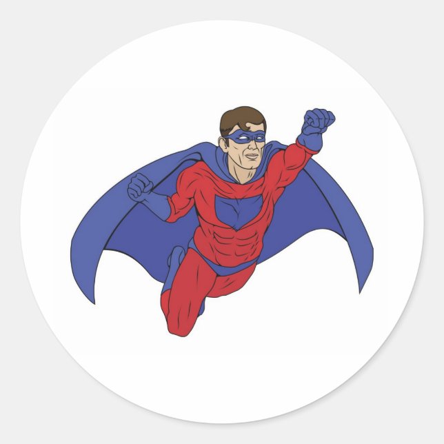 Sticker Rond Illustration Superhero (Devant)