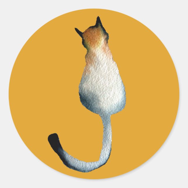 Sticker Rond Illustration Tabby noir et brun (Devant)