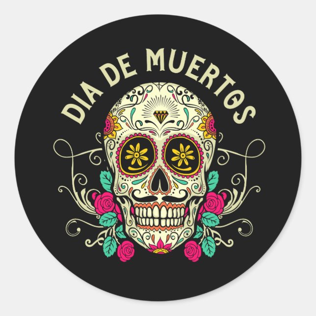Sticker Rond Illustration Vector dia de muertos (Devant)