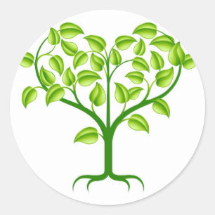 Sticker Rond Illustration verte d'arbre de coeur