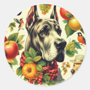 Sticker Rond Illustration vintage de chien gibier