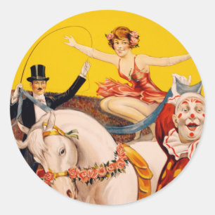 Sticker Rond Illustration vintage des artistes de cirque