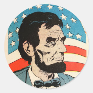 Sticker Rond Illustration vintage du drapeau américain avec Abr