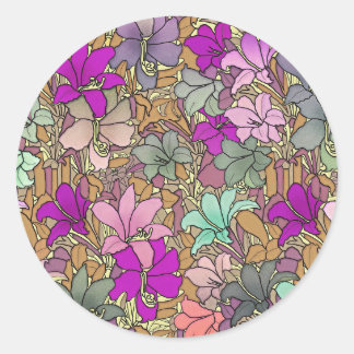 Sticker Rond Illustration vintage du modèle floral
