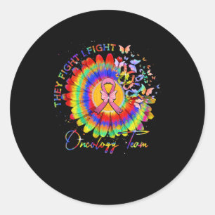 Sticker Rond Ils combattent Je Lutte Oncologie Équipe Tie Dye O