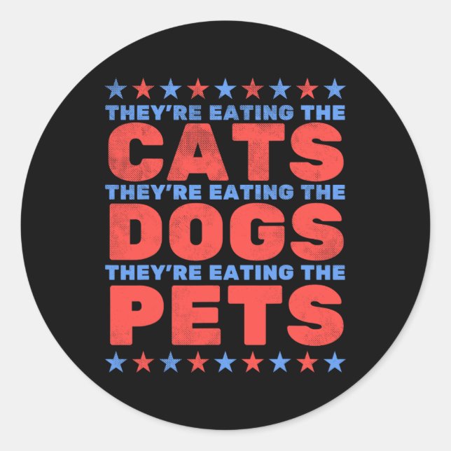 Sticker Rond Ils mangent les chiens (Devant)