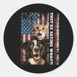 Sticker Rond Ils mangent Les Chiens Chats Animaux Sauvez Nos An