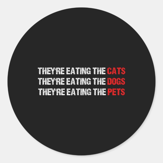 Sticker Rond Ils mangent les chiens - Ils mangent les chats (Devant)