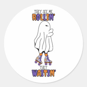 Sticker Rond Ils me voient rouler, ils attendent Retro Ghost