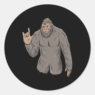 Sticker Rond ILY GROS Pied ASL Geste MAIN Sourde Perte d'auditi