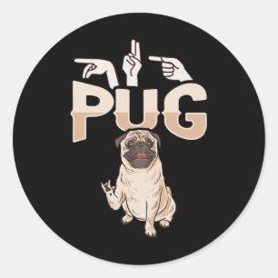 Sticker Rond Ily Pug Langue Des Signes Gestuelle Sourds Perte A