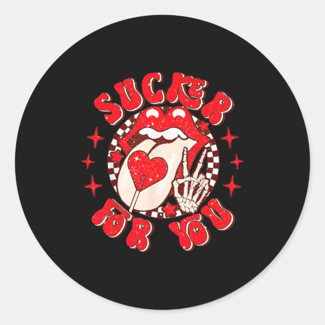 Sticker Rond I'm A Sucker For You Candy Heart Love Happy Valent (Devant)