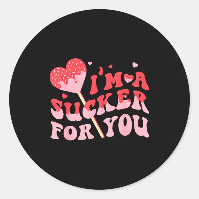 Sticker Rond I'm A Sucker For You Candy Heart Valentine Couple  (Devant)