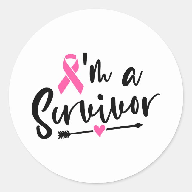 Sticker Rond I'm A Survivor Breast Cancer Awareness (Devant)