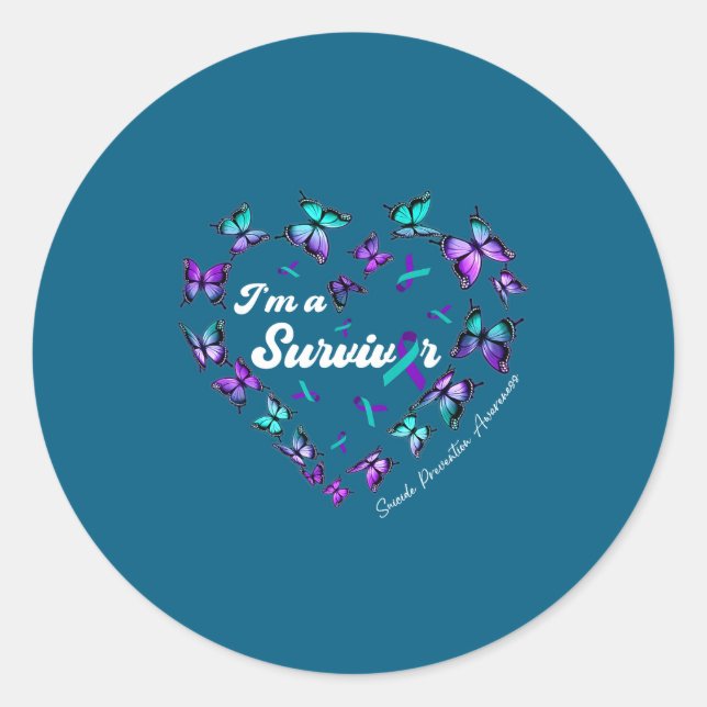 Sticker Rond I'm A Survivor Suicide Prevention Awareness Butter (Devant)