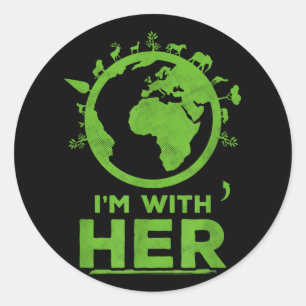 Sticker Rond Im Avec Sa Chemise Terre Environnement Sensibilisa