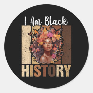 Sticker Rond Im Black Histoire Mois Black Melanin Afro Girl, ma