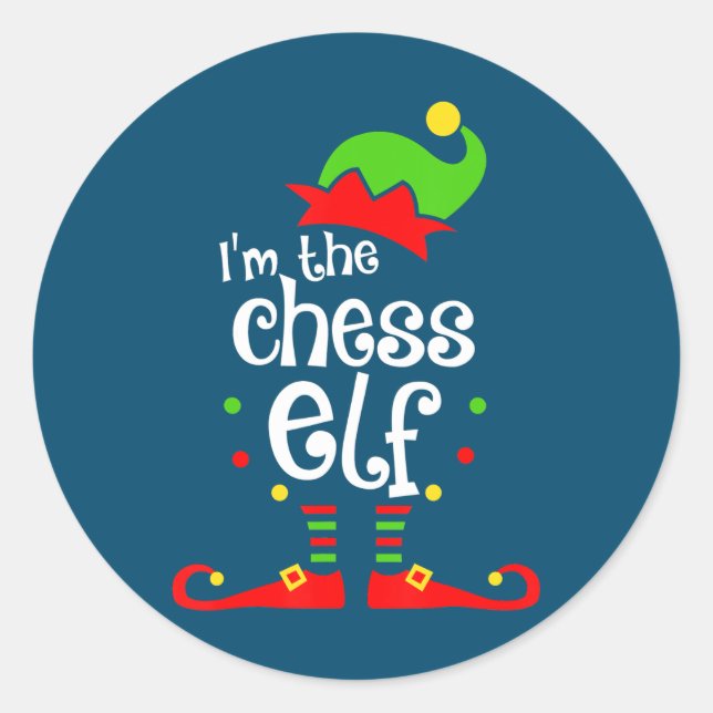 Sticker Rond im chess elf xmas famille ami cadeau de noël (Devant)