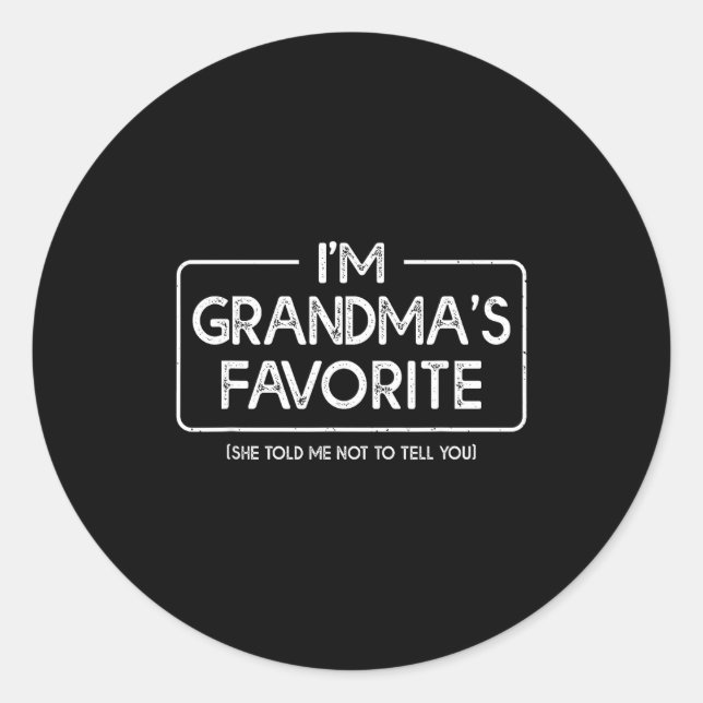 Sticker Rond I'm Grandma's Favorite Grandson Granddaughter Humo (Devant)