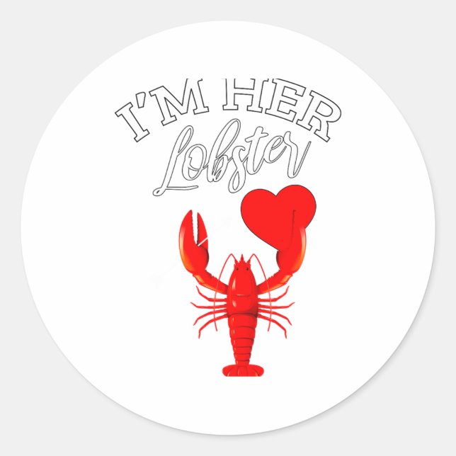 Sticker Rond Im Her Lobster Heart Couple Matching Gift Valentin (Devant)