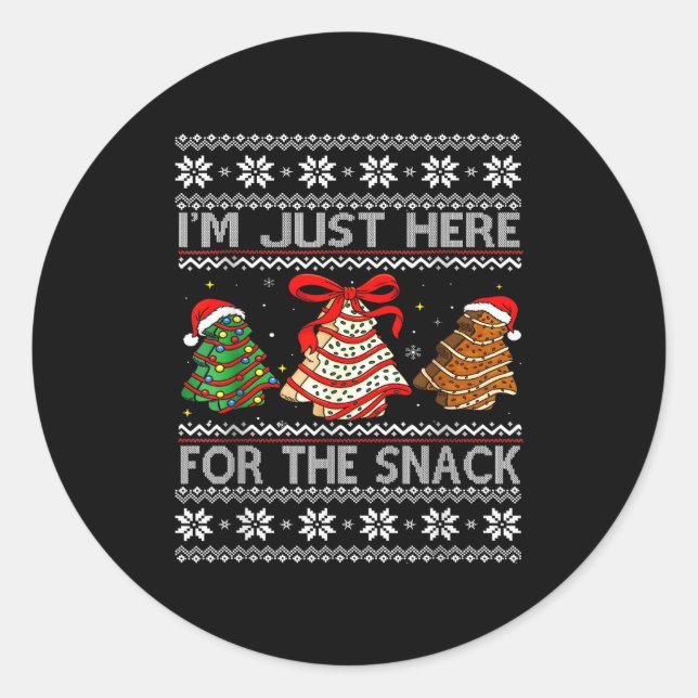 Sticker Rond I'm Just Here For The Snack Christmas Cakes Debbie (Devant)