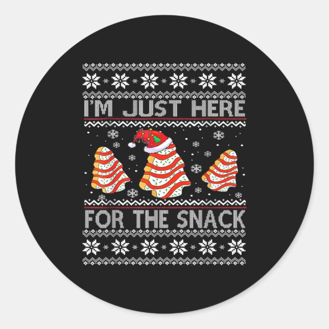 Sticker Rond I'm Just Here For The Snack Christmas Cakes Debbie (Devant)