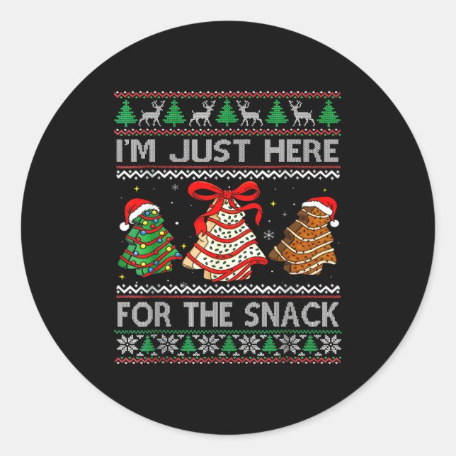 Sticker Rond I'm Just Here For The Snack Christmas Cakes Debbie (Devant)